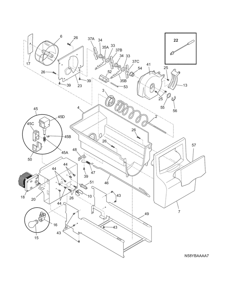 Ice Container Diagram and Parts List for CRSH268MWB  Crosley Refrigerator
