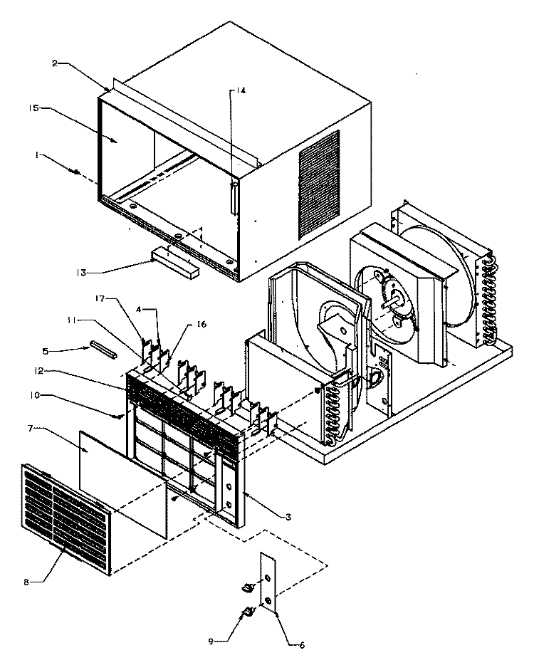 OUTER CASE & FRONT ASSY Diagram and Parts List for C142B P1184301R Amana Air Conditioner