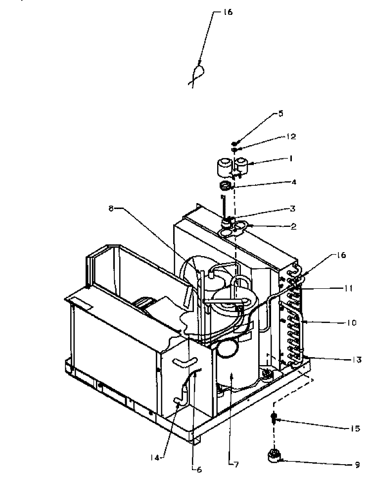 COMPRESSOR AND TUBING Diagram and Parts List for C142B P1184301R Amana Air Conditioner