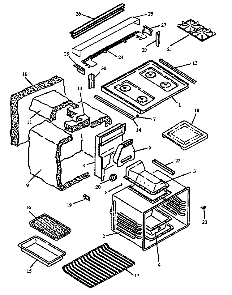 MAIN TOP AND OVEN ASSY Diagram and Parts List for PHU202UWW P1130735NWW Maytag Range