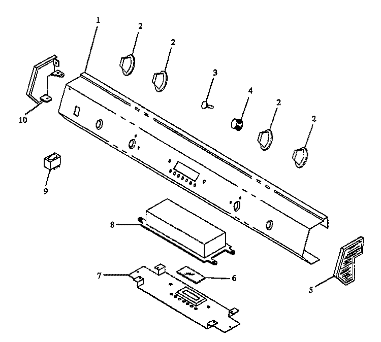 CONTROL PANEL Diagram and Parts List for PHU202UWW P1130735NWW Maytag Range