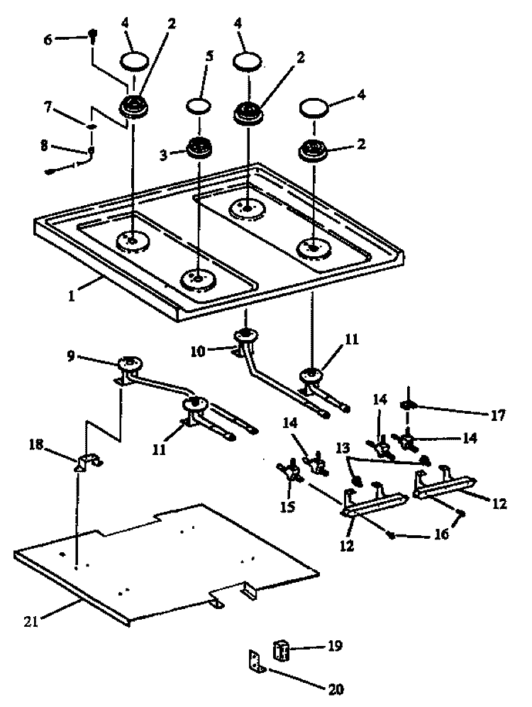 SEALED BURNER Diagram and Parts List for PHU202UWW P1130735NWW Maytag Range