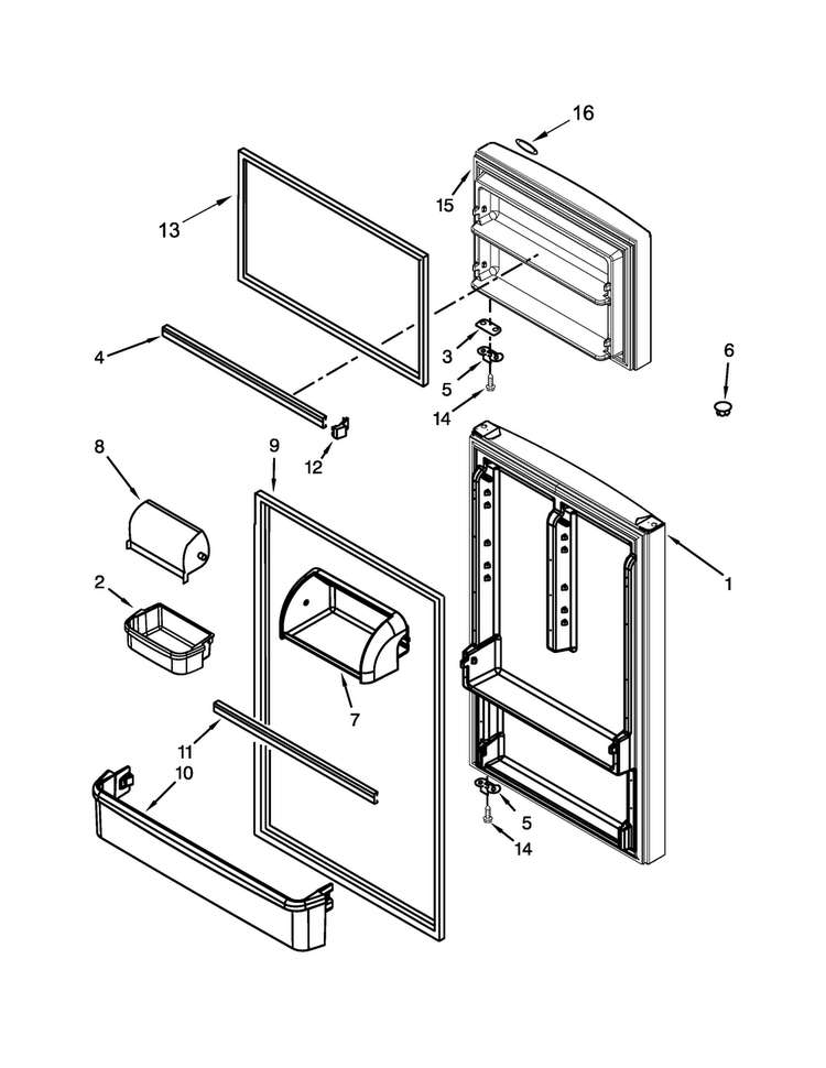 Door Parts Diagram and Parts List for M8RXNGMBW00  Maytag Refrigerator