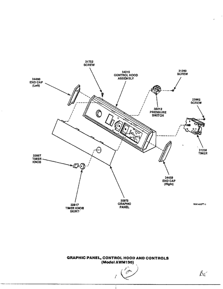 Graphic Panel/control  Hood And Controls Diagram and Parts List for 6497-LW-9203  Amana Washer