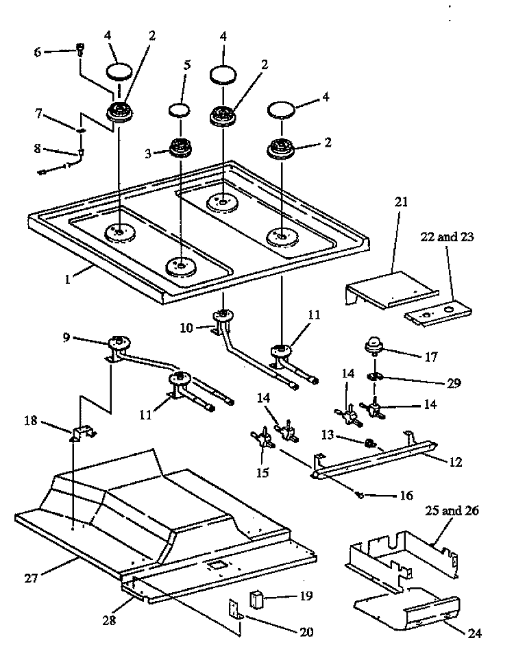 SEALED BURNER Diagram and Parts List for RST378UWG  Amana Range