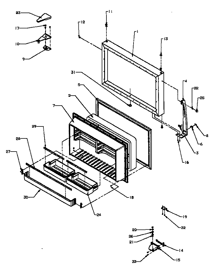 FZ DOOR Diagram and Parts List for TX22R3L P1181602W L Amana Refrigerator