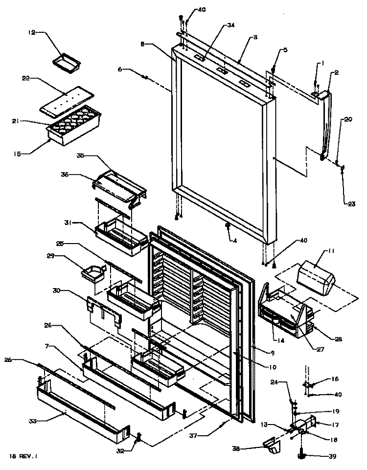 REF DOOR Diagram and Parts List for TX22R3L P1181602W L Amana Refrigerator