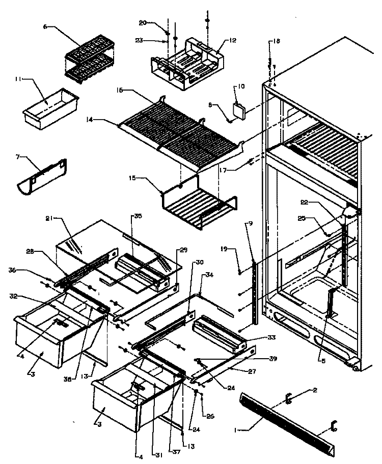 CABINET SHELVING Diagram and Parts List for TX21R3L P1181502W L Amana Refrigerator