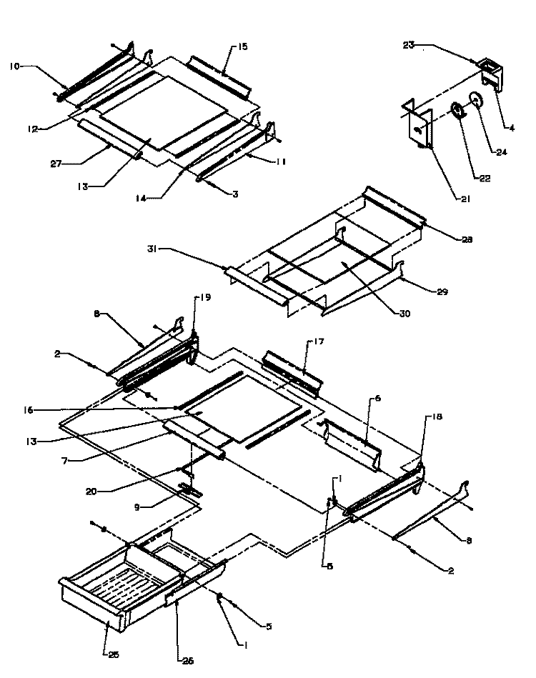 CABINET SHELVING Diagram and Parts List for TS18R2L P1181803W L Amana Refrigerator