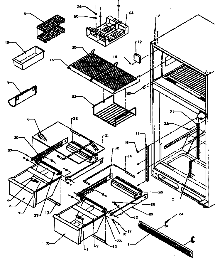 CABINET SHELVING Diagram and Parts List for TX22R3L P1181602W L Amana Refrigerator