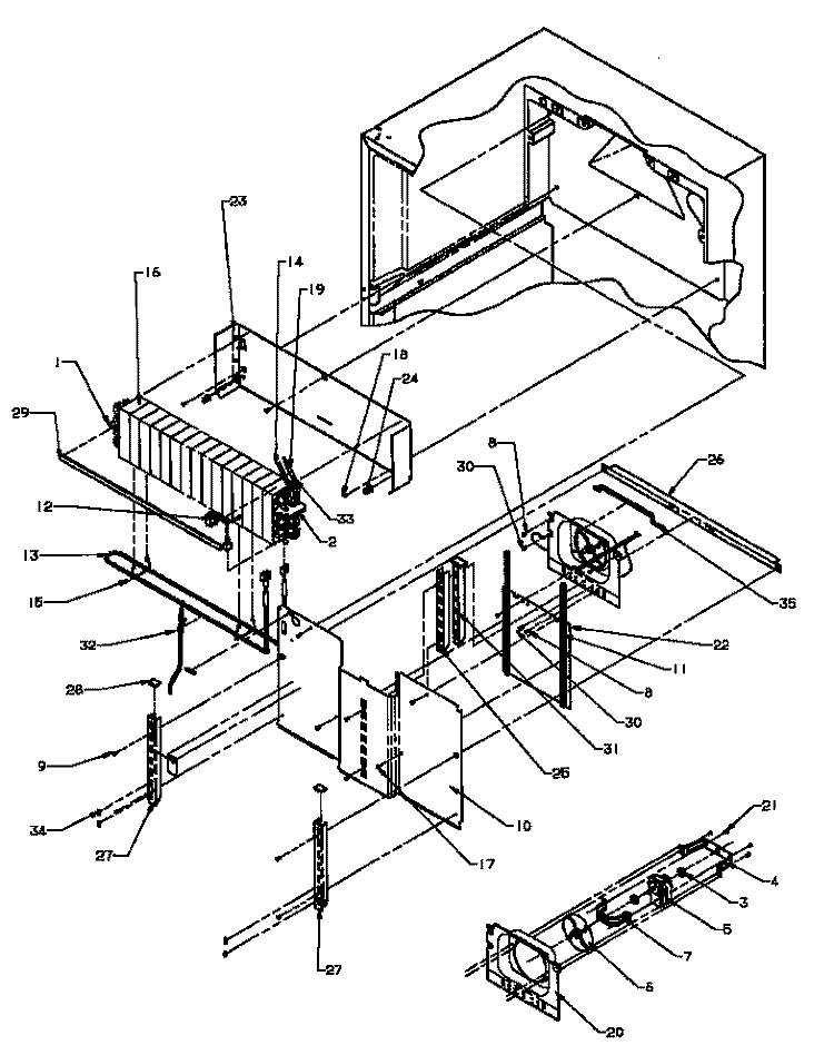 EVAP AREA Diagram and Parts List for TS18R2L P1181803W L Amana Refrigerator