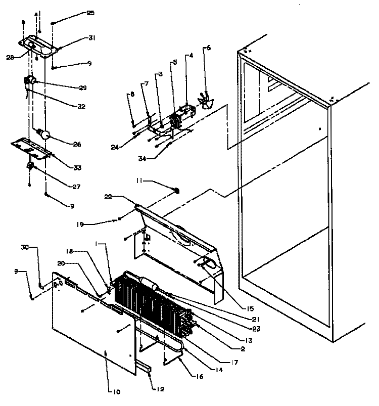 EVAP AREA Diagram and Parts List for 85165 P1117113W E Amana Refrigerator