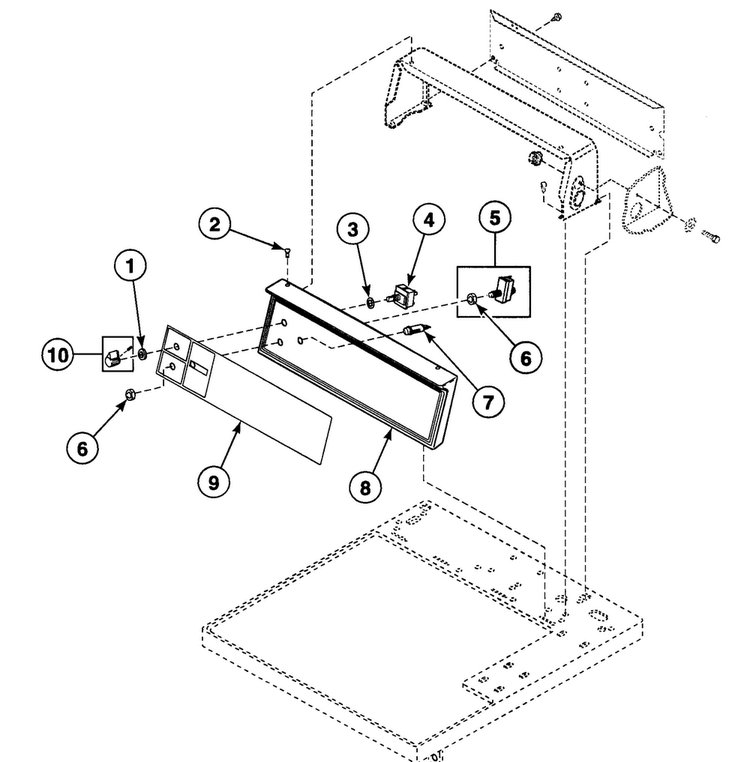 Control Panel Diagram and Parts List for SDE107WF99L6  Speed Queen Dryer