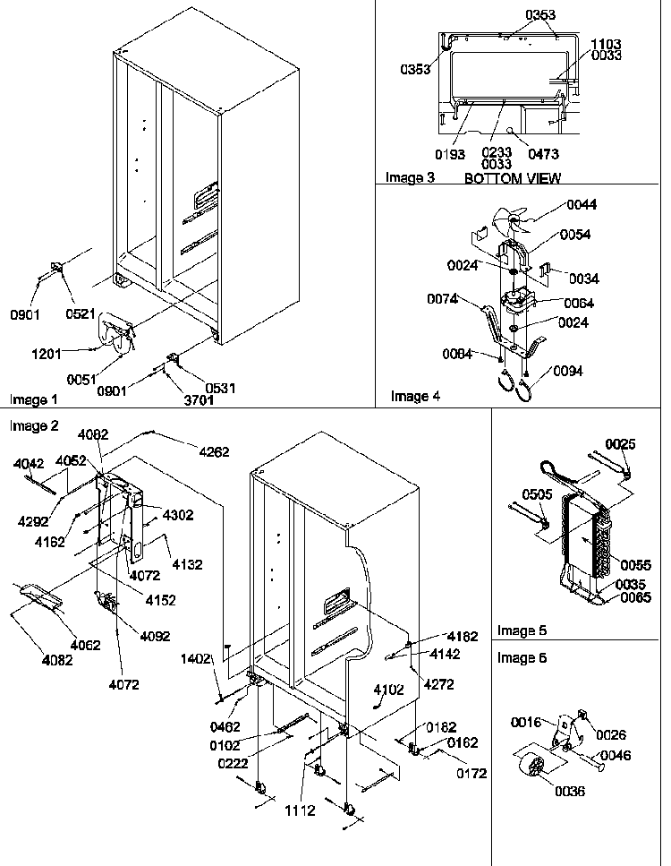 Drain Systems, Rollers, And Evaporator Assy Diagram and Parts List for SRDE520SW-P1183103WW  Amana Refrigerator