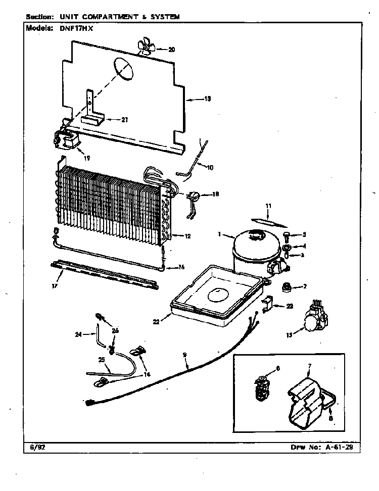 Unit Compartment & System Diagram and Parts List for DNF17HX X5Z53 Maytag Refrigerator