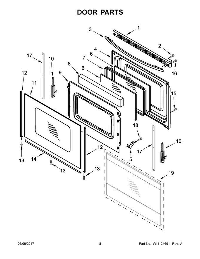 05 - Door Parts Diagram and Parts List for ACR4503SFW1  Amana Range