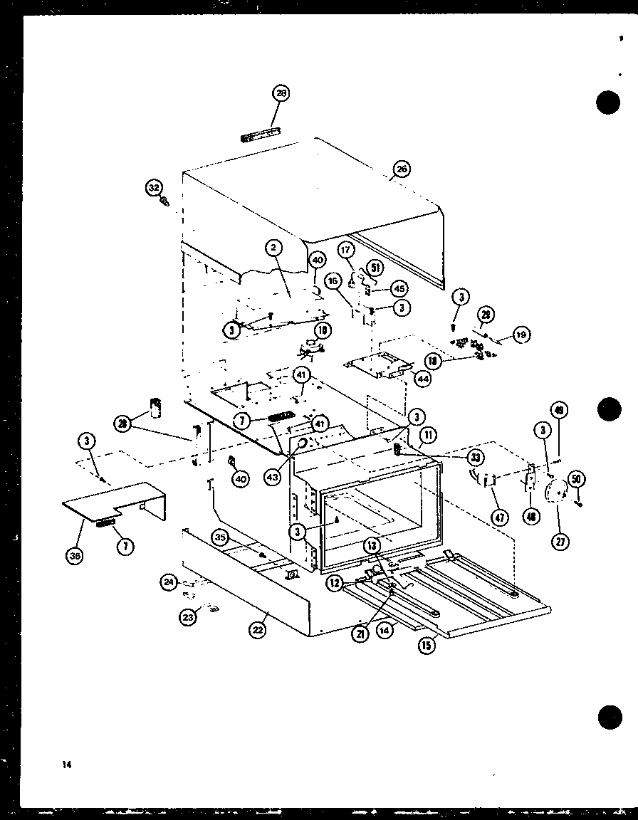 Cabinet Parts Diagram and Parts List for RV-8 P75260-4M Amana Microwave