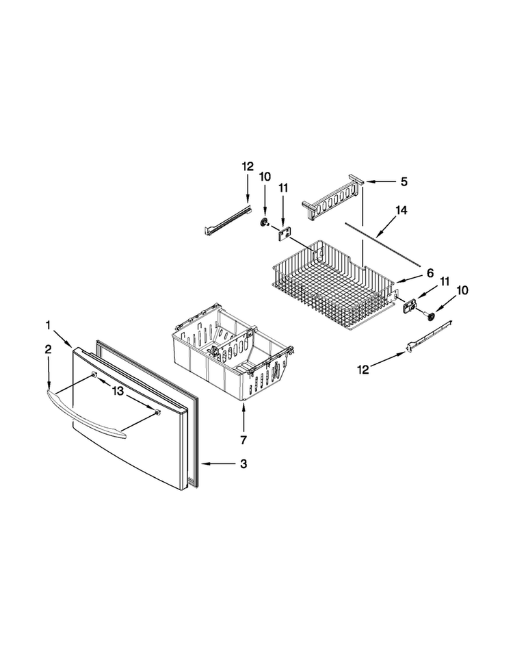 Freezer Door Parts Diagram and Parts List for MFI2670XEM10  Maytag Refrigerator