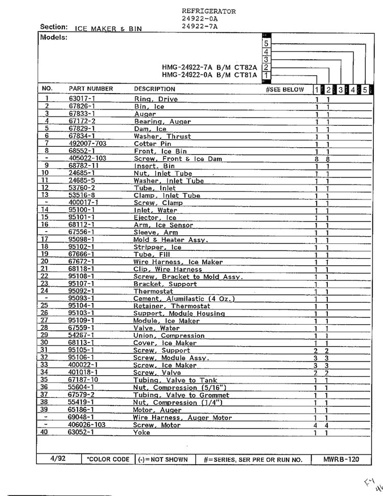 Ice Maker And Bin  Page 2 Diagram and Parts List for 24922-0A  Admiral Refrigerator