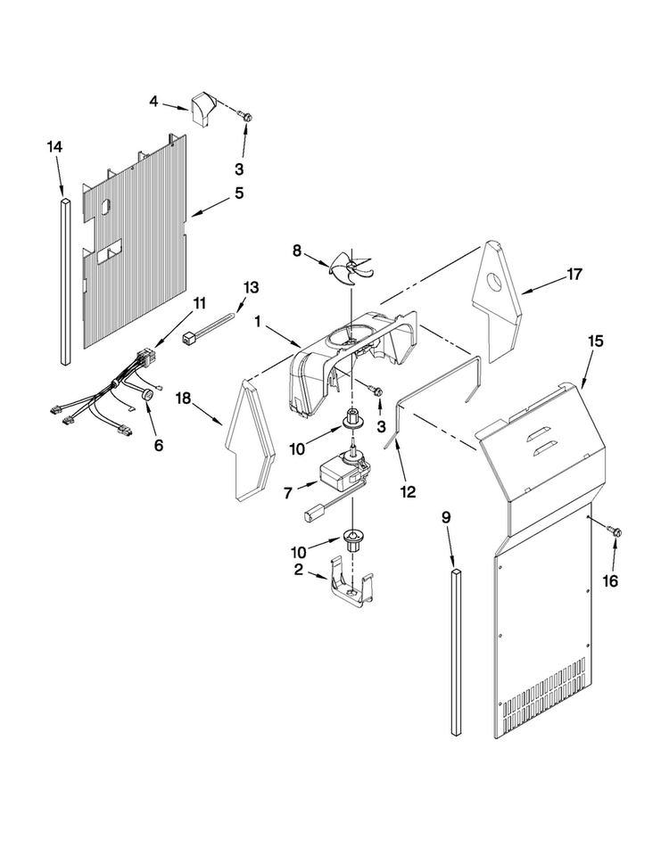 Air Flow Parts Diagram and Parts List for MSB2554AEY02  Maytag Refrigerator