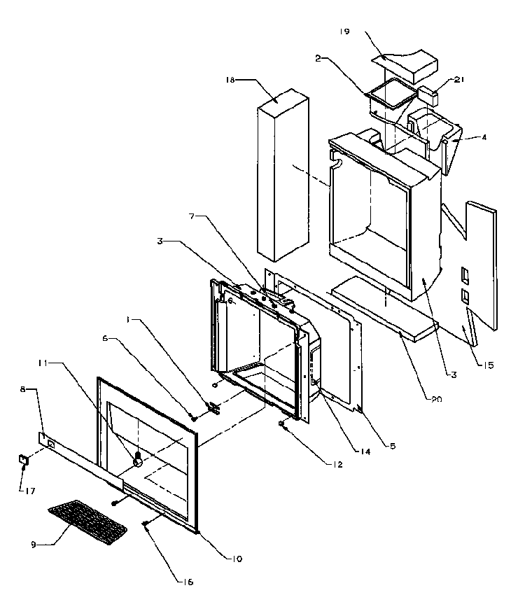Ice And Water Cavity Diagram and Parts List for SBI20QE-P1162905WE  Amana Refrigerator