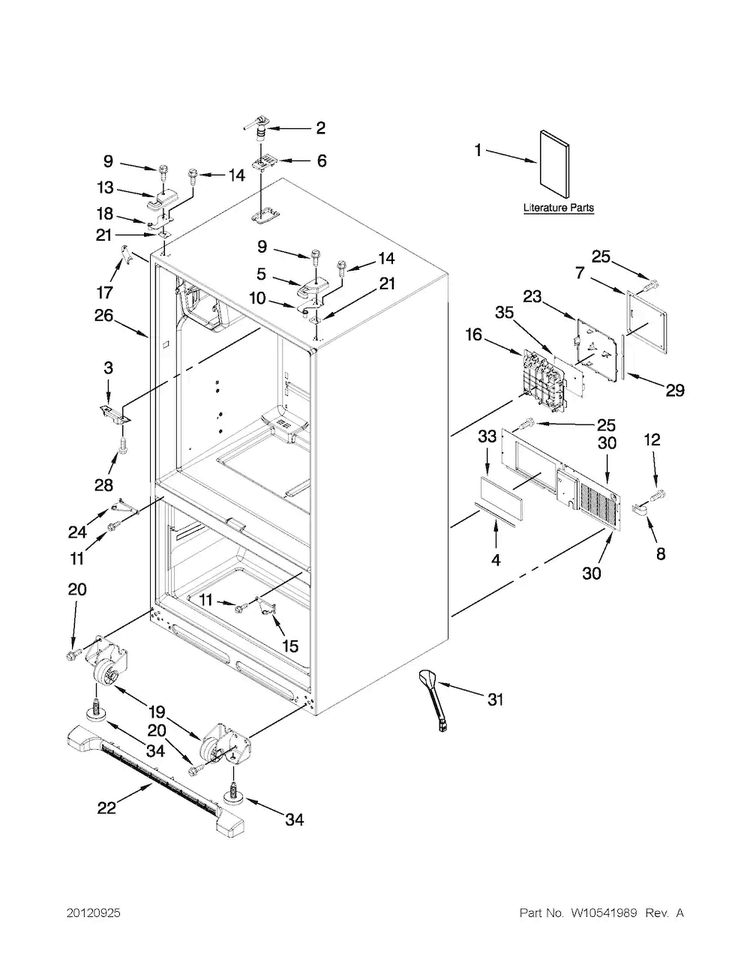 Cabinet Parts Diagram and Parts List for JFI2089AEP12  Jenn-Air Refrigerator