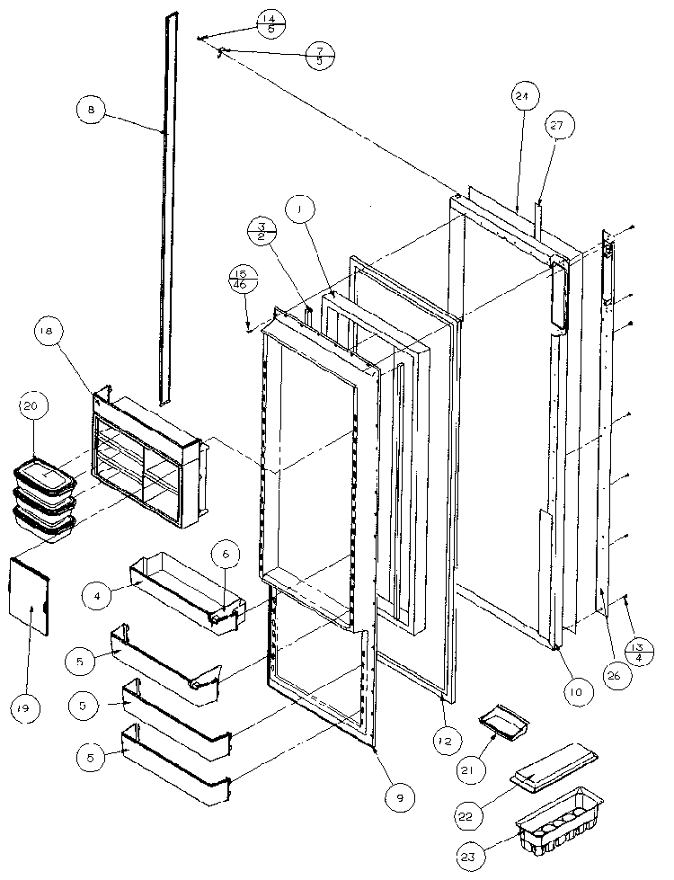 Refrigerator Door Diagram and Parts List for 36511-P1121603W  Amana Refrigerator