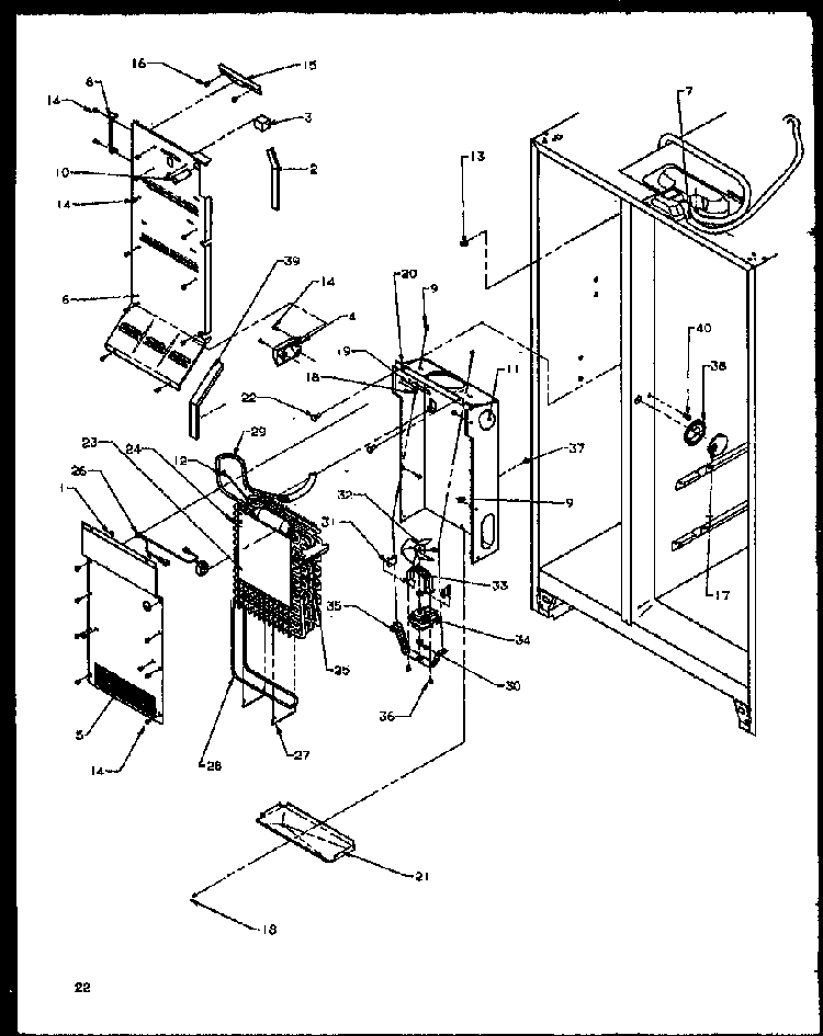 Evaporator And Air Handling Diagram and Parts List for SXD20NPW-P1162505WW  Amana Refrigerator