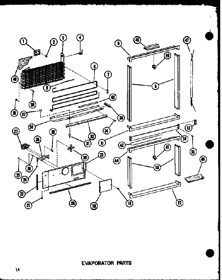 Evaporator Parts Diagram and Parts List for BCI20BG-P6023518WG  Amana Refrigerator