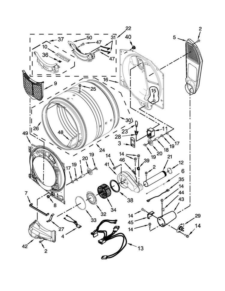 Bulkhead Parts Diagram and Parts List for MGD3500FW0  Maytag Dryer