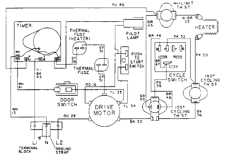 WIRING INFORMATION Diagram and Parts List for MDE13MNACW  Maytag Dryer