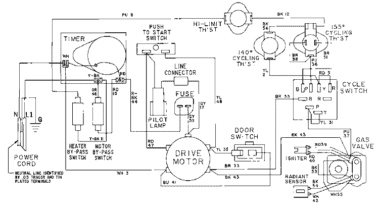 WIRING INFORMATION Diagram and Parts List for MDG12CSAAW  Maytag Dryer