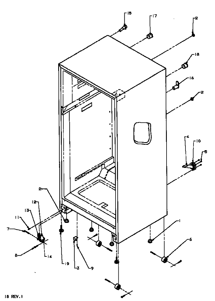 ROLLERS AND DRAIN TUBE Diagram and Parts List for 85165 P1117113W E Amana Refrigerator