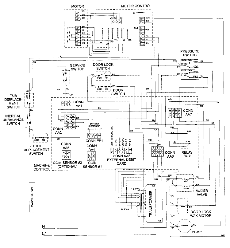 WIRING INFORMATION Diagram and Parts List for MAH14PNAWW  Maytag Washer