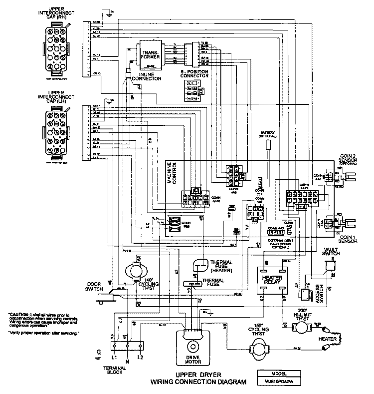 WIRING INFORMATION (MLE / MUE19PDAZ) Diagram and Parts List for MLE19PDAZW  Maytag Washer Dryer Combo