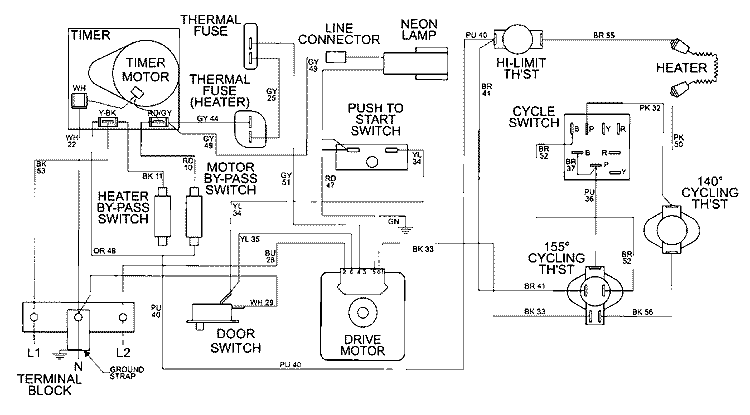 WIRING INFORMATION (SER PRE 19) Diagram and Parts List for MDE16CSAYW  Maytag Dryer