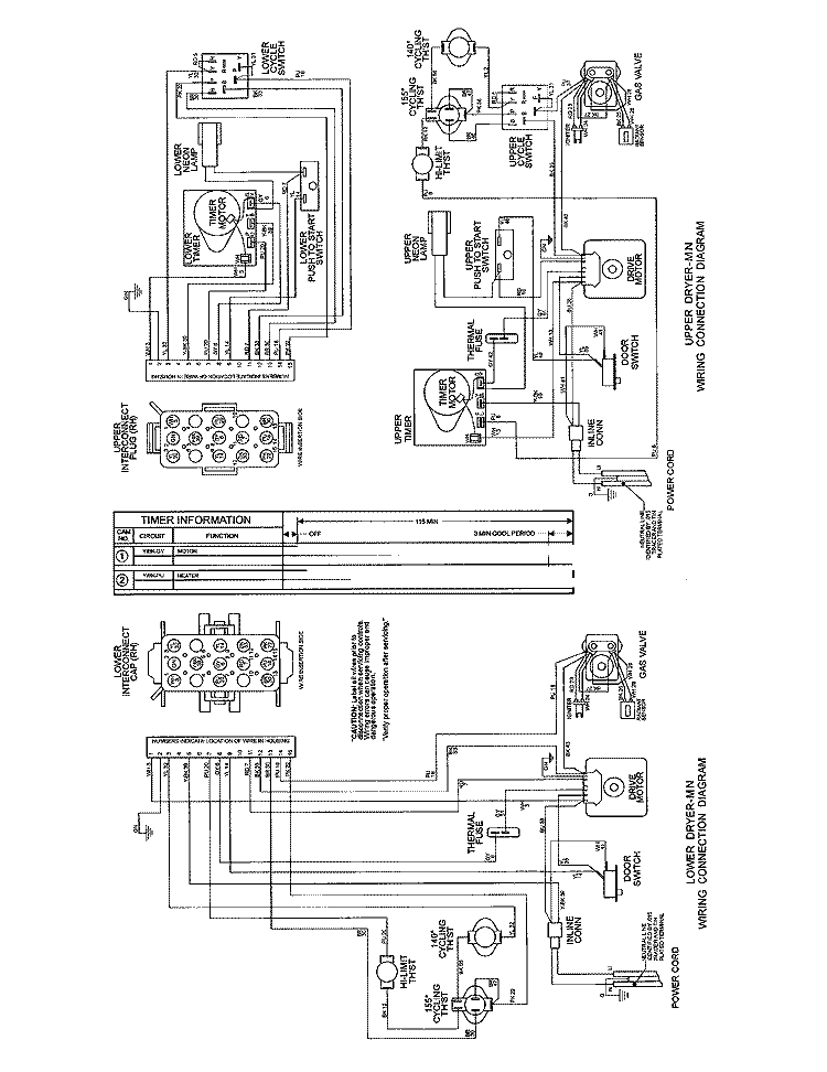 WIRING INFORMATION (GAS) Diagram and Parts List for MLG23MNFWW  Maytag Dryer
