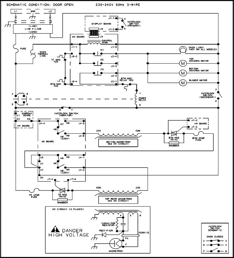 WIRING INFORMATION Diagram and Parts List for MRC520SC2 P1332828M Amana Microwave