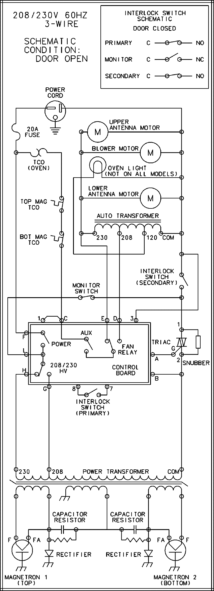 WIRING INFORMATION Diagram and Parts List for HDC212 P1331207M Amana Microwave
