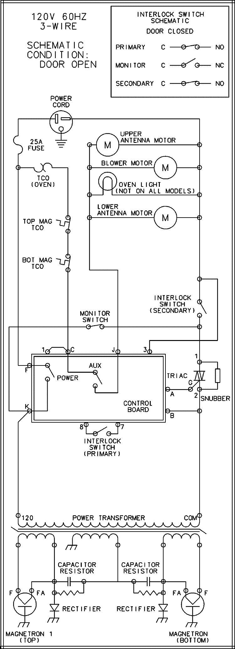 WIRING INFORMATION Diagram and Parts List for CRC18T2OG2 P1331206M Amana Microwave