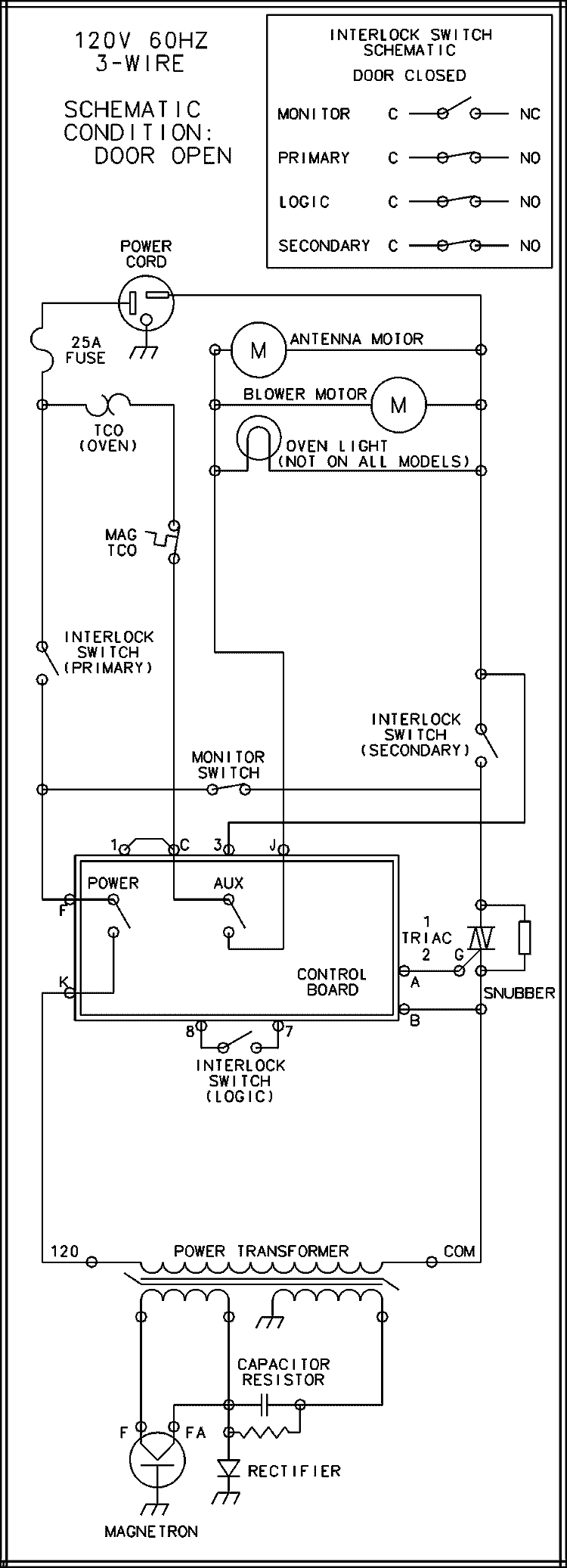 WIRING INFORMATION Diagram and Parts List for HDC122 P1331202M Amana Microwave