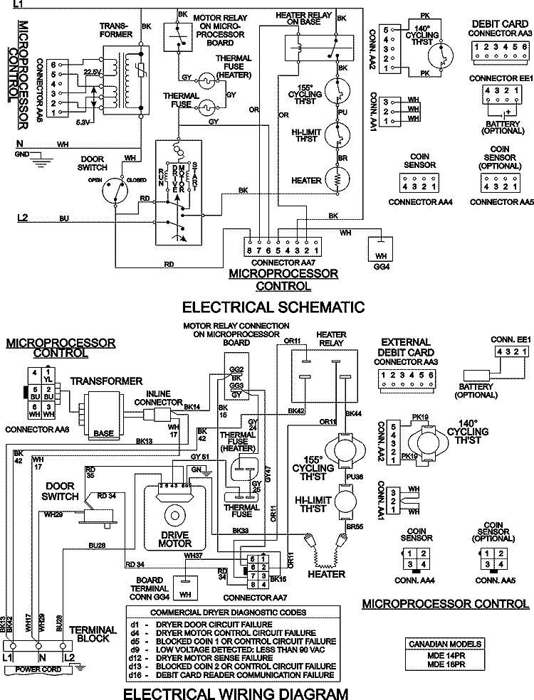 WIRING INFORMATION Diagram and Parts List for MDE16PRDZW  Maytag Dryer