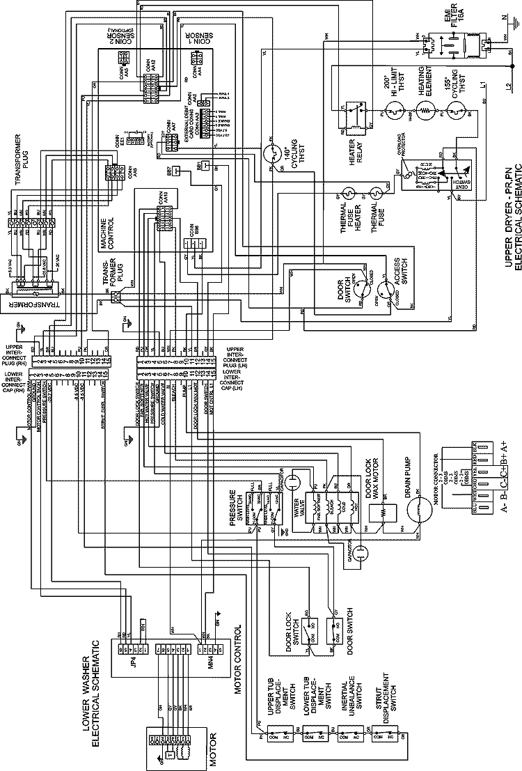 WIRING INFORMATION (MLE19PNDYW) Diagram and Parts List for MLE19PNDYW  Maytag Washer Dryer Combo