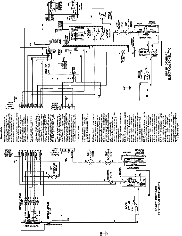 WIRING INFORMATION (GAS) Diagram and Parts List for MLG23PDHXW  Maytag Dryer