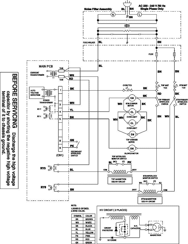 WIRING INFORMATION Diagram and Parts List for RFS518S P1330216M Amana Microwave