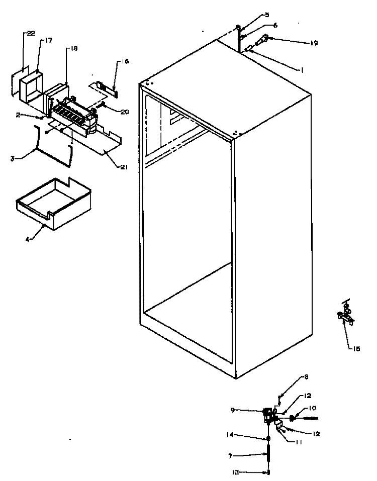 ICE MAKER AND RELATED PARTS Diagram and Parts List for 85165 P1117113W E Amana Refrigerator
