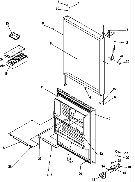 Refrigerator Door Diagram and Parts List for GTA18B2L-P1192602WL  Amana Refrigerator