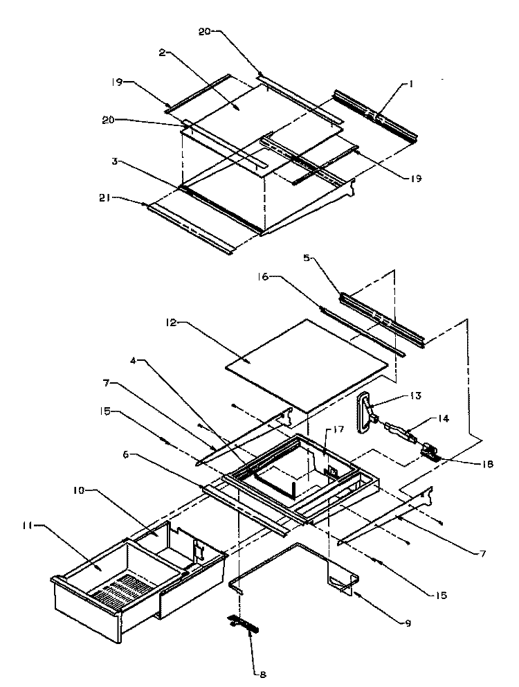 REF SHELVING AND DRAWERS Diagram and Parts List for SXD25AE P1162436W E Amana Refrigerator