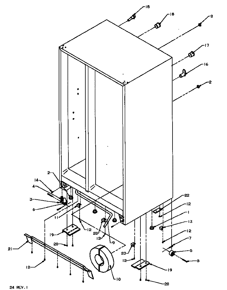 DRAIN AND ROLLERS Diagram and Parts List for SXD25AE P1162436W E Amana Refrigerator