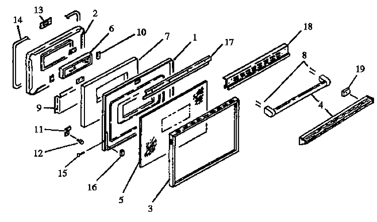 OVEN DOOR ASSY Diagram and Parts List for FDU2492B P1130625N B Amana Range